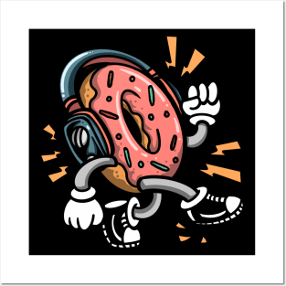 Donut With Headphones Posters and Art